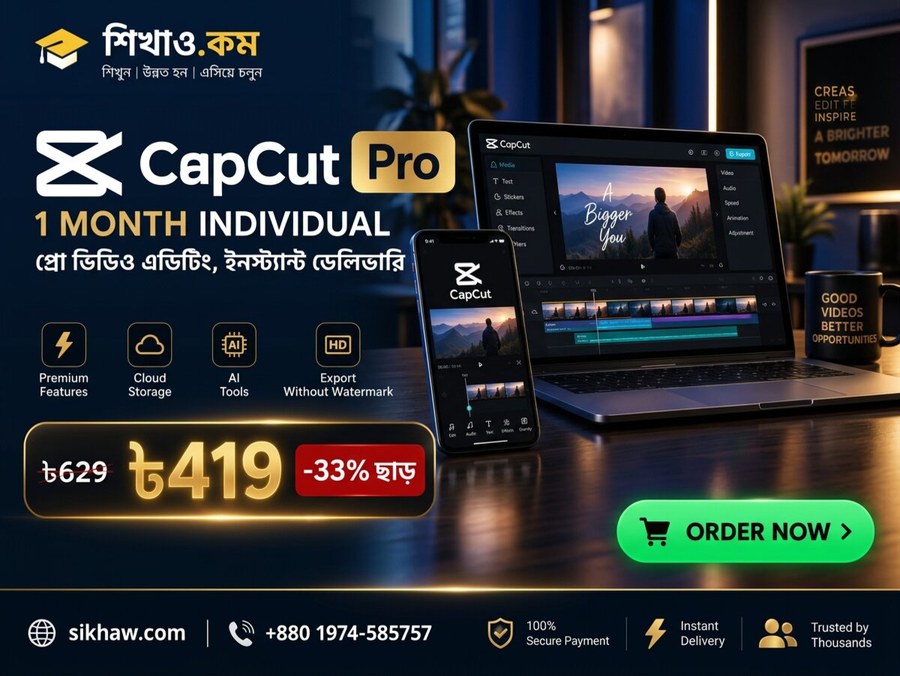 Capcut Pro 1M Individual — ১ মাস