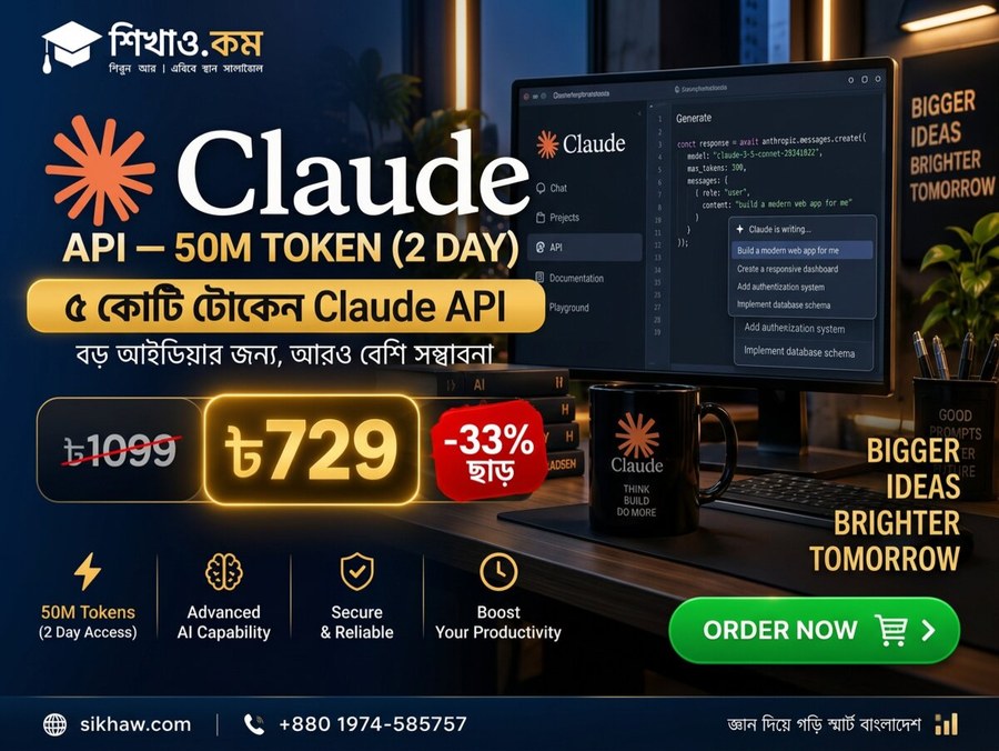 Claude Api 50M Token 2D — ৫০ মাস